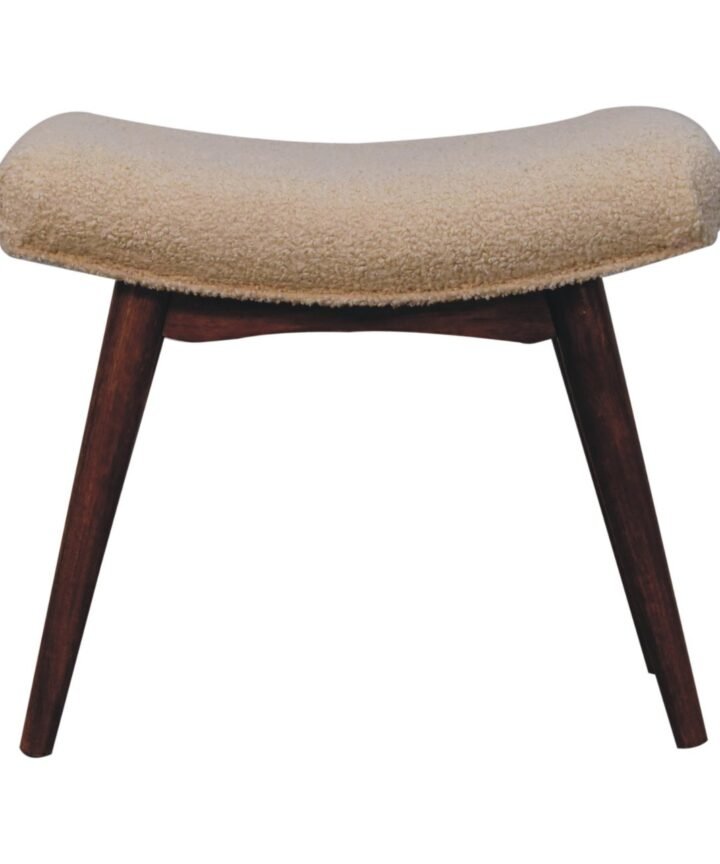 Honey Caramel Boucle Cream Curved Bench
