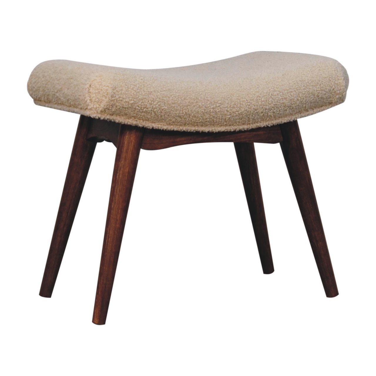Honey Caramel Boucle Cream Curved Bench - Image 3