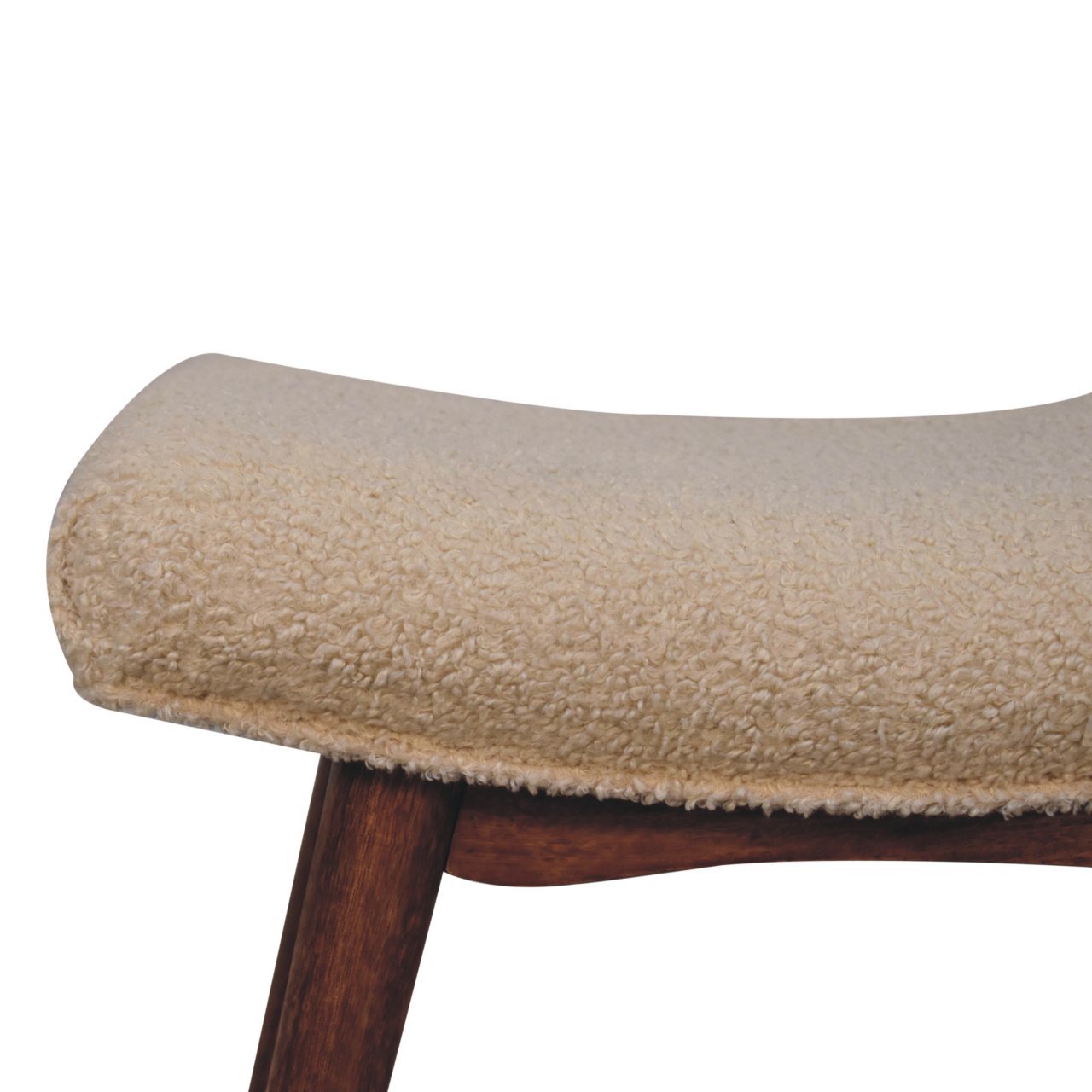 Honey Caramel Boucle Cream Curved Bench - Image 4
