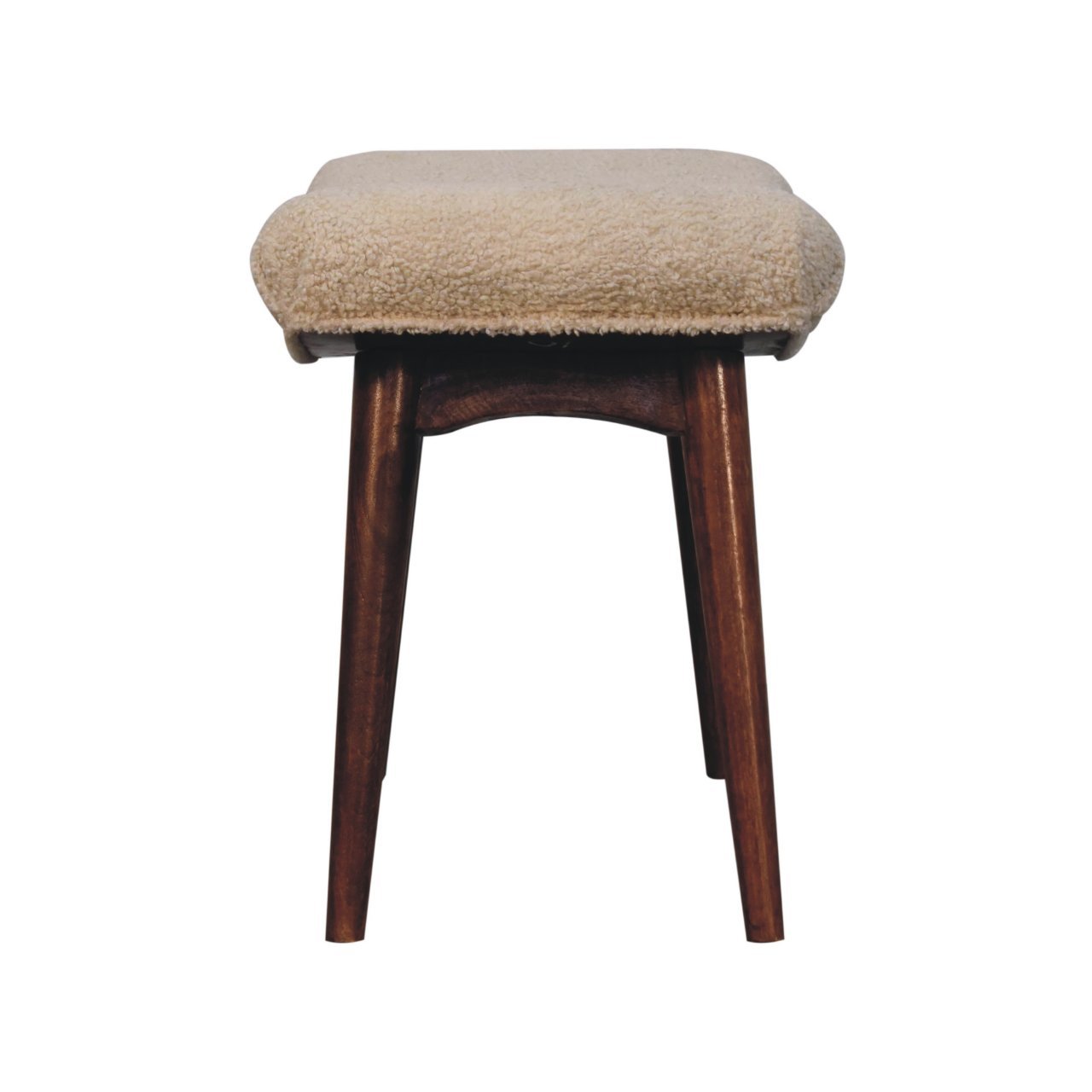 Honey Caramel Boucle Cream Curved Bench - Image 8