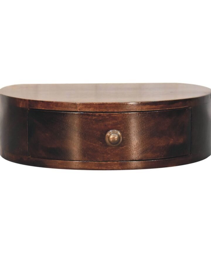 California Walnut Wall Mounted Rounded Bedside