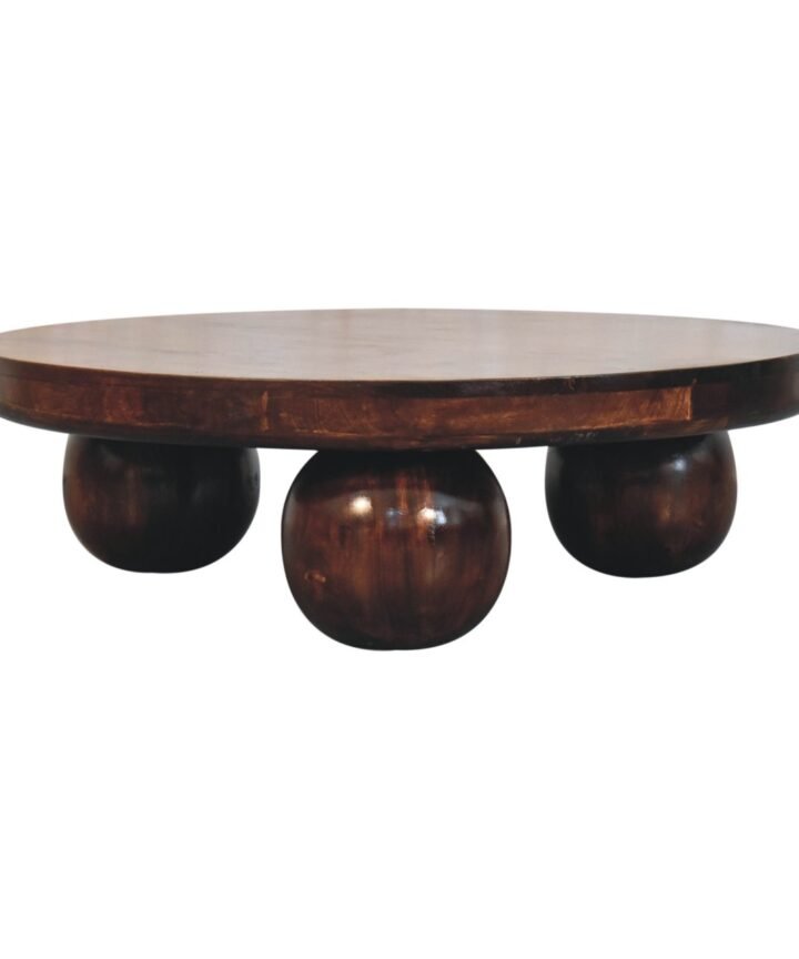 California Walnut Central Table with Ball Feet