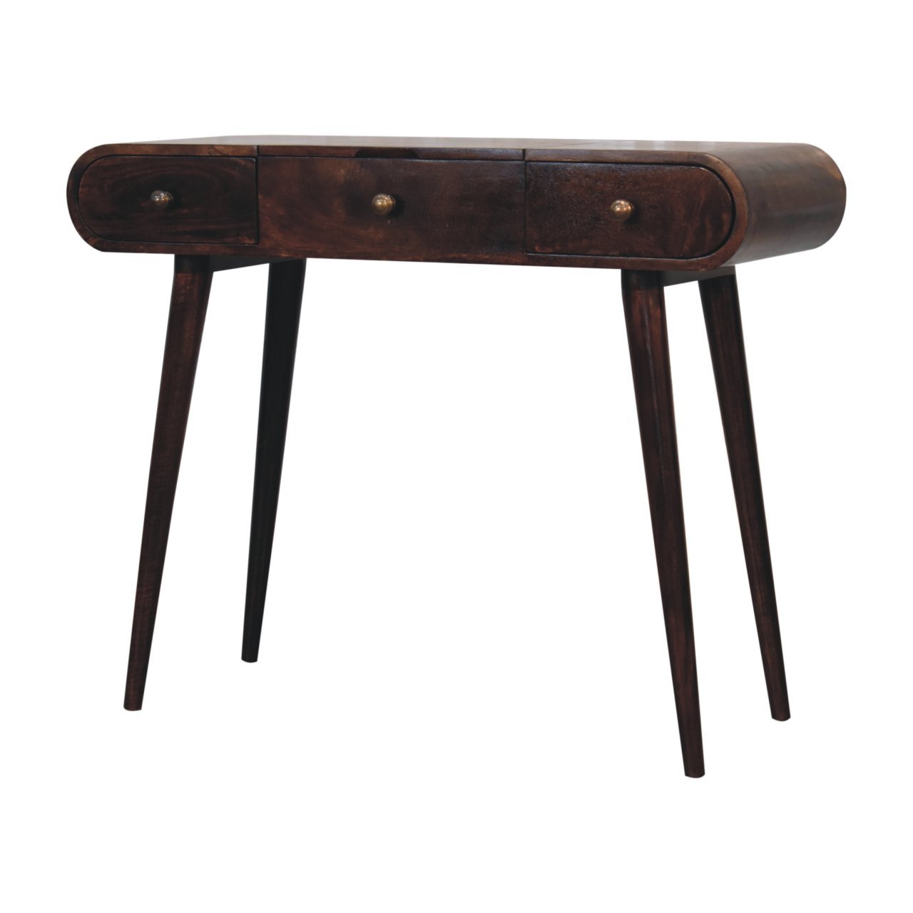 California Walnut Dressing Table with Foldable Mirror - Image 3