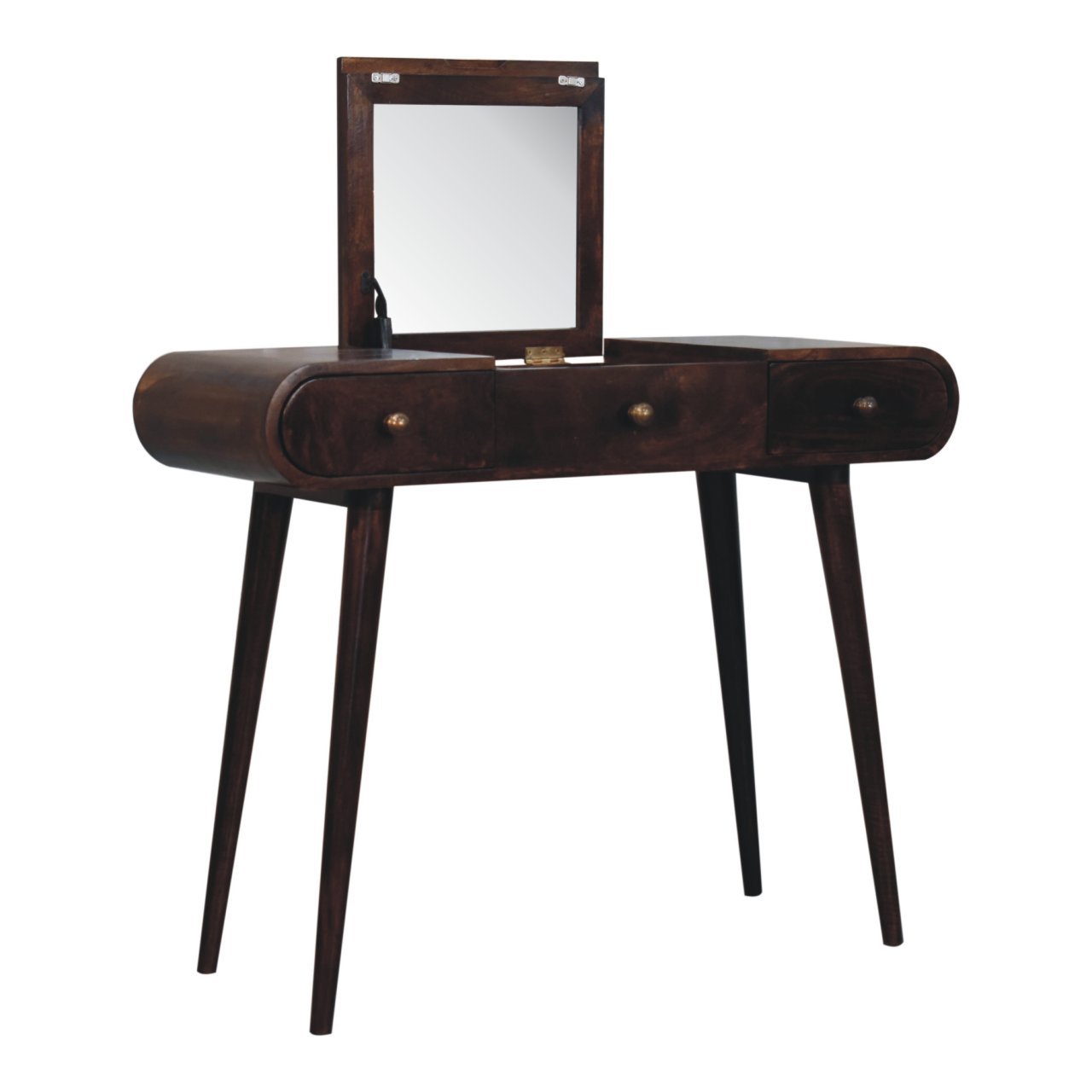 California Walnut Dressing Table with Foldable Mirror - Image 6