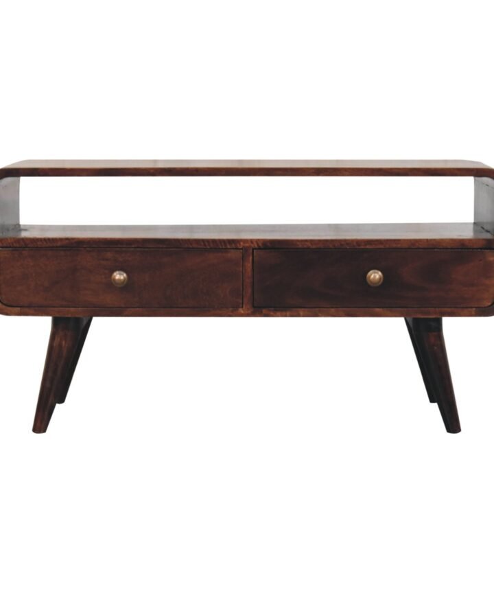 Curved California Walnut Media Unit