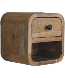 Alternative view of Extra Mini Curved Oak-ish Bedside with Open Slot
