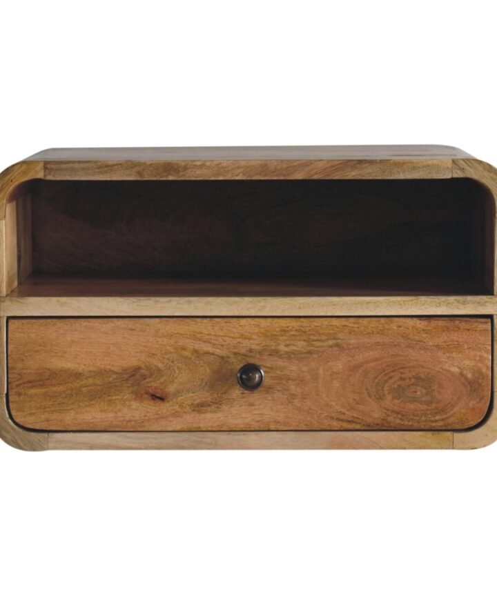 Large Oak-ish Curve Upper Slot Floating Bedside