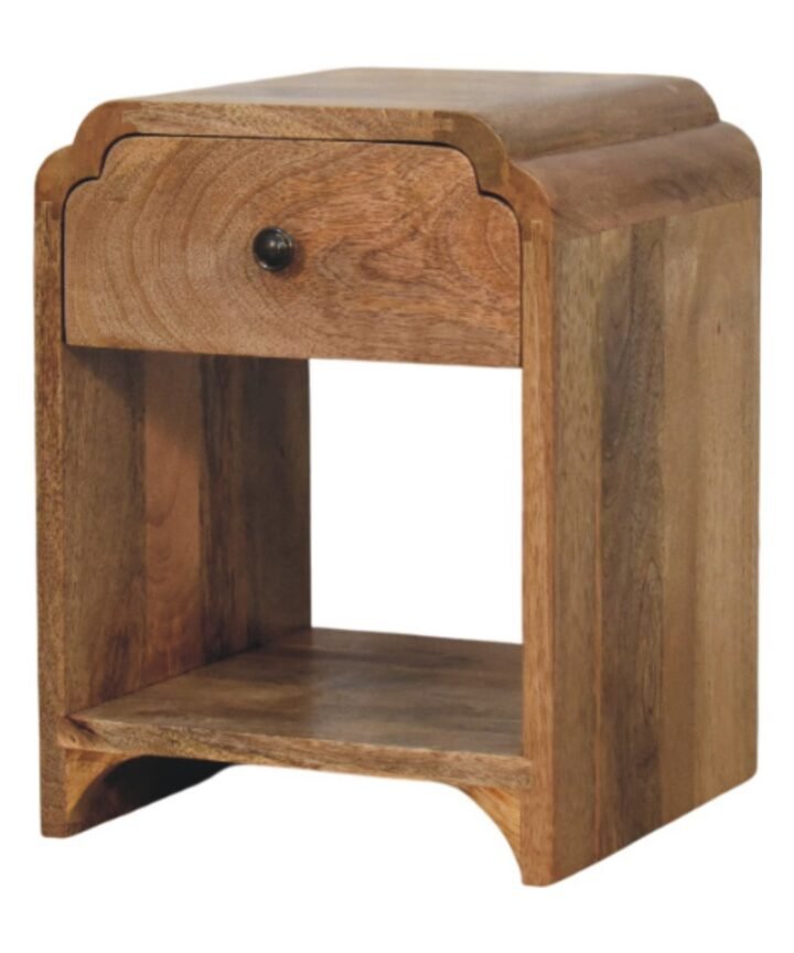 Newton Mini Oak-ish Nightstand with a drawer and open shelf