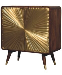 Avora Brass Embossed 2 Door Chestnut Cabinet