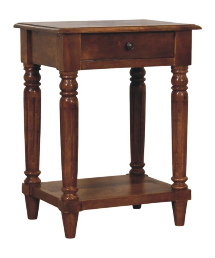 Turned Legs Chestnut 1 Drawer Side Table
