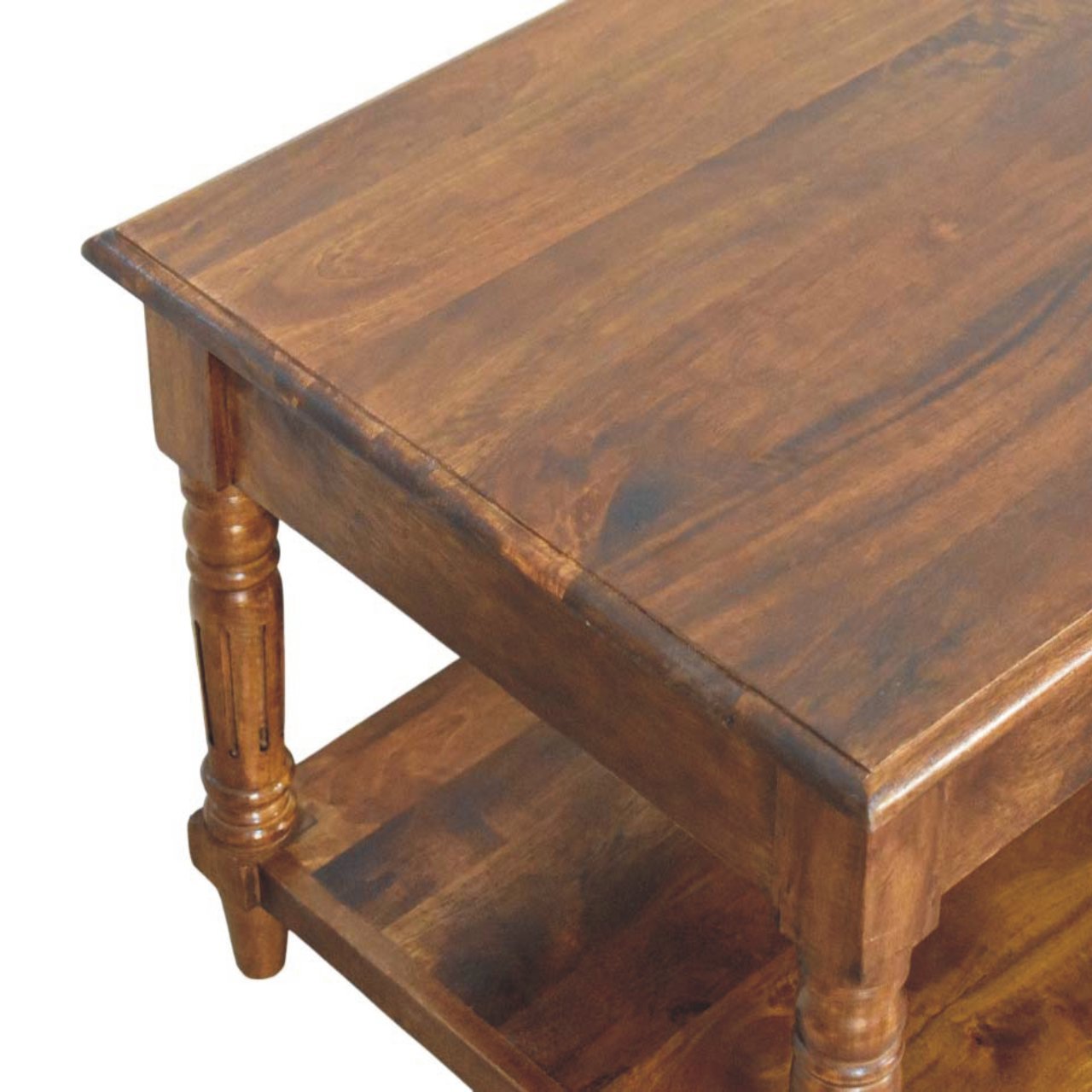 Turned Legs Chestnut 2 Drawer Coffee Table - Image 4