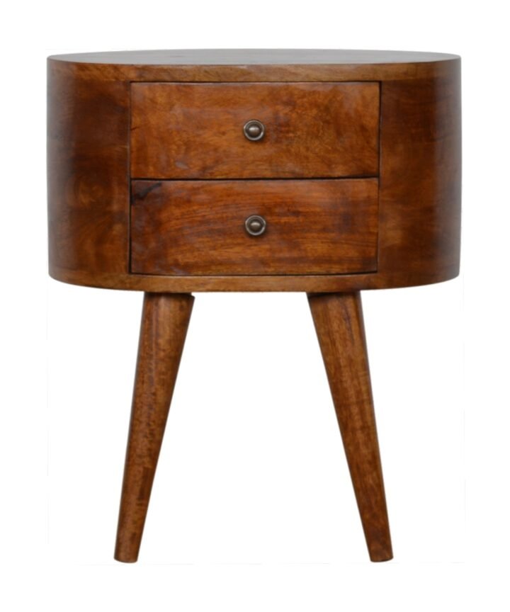Chestnut Rounded Bedside Table