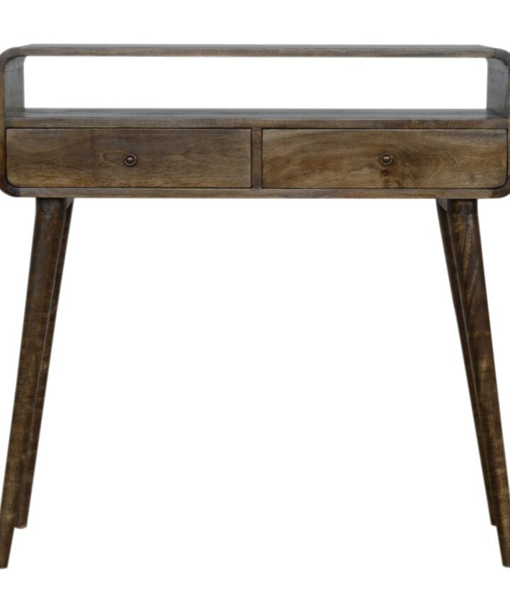Curved Grey-wash Console Table