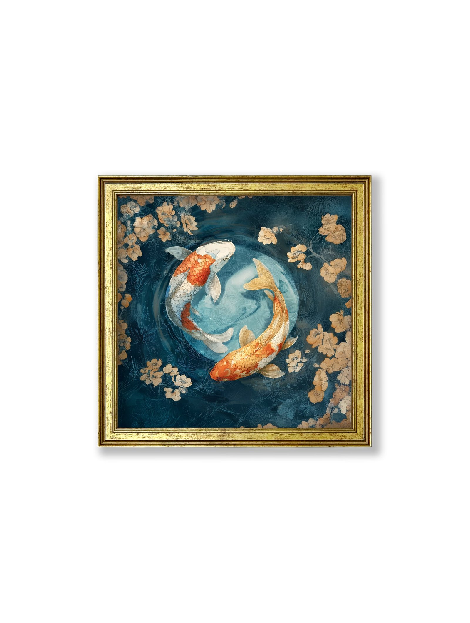 Japanese Koi Carp Dawn - Gold Hurstwood Square Frame - Image 2