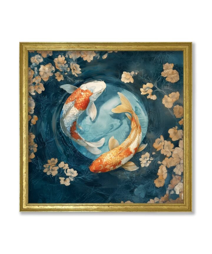Japanese Koi Carp Dawn - Gold Hurstwood Square Frame