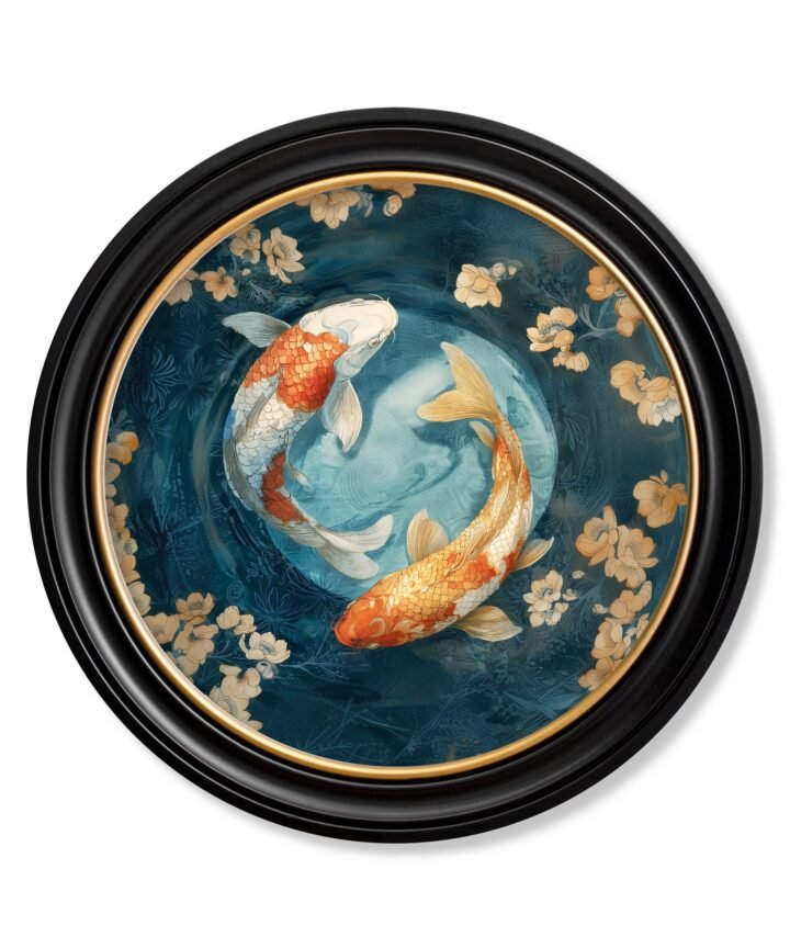 Japanese Koi Carp Dawn -  Oxford Round Frame