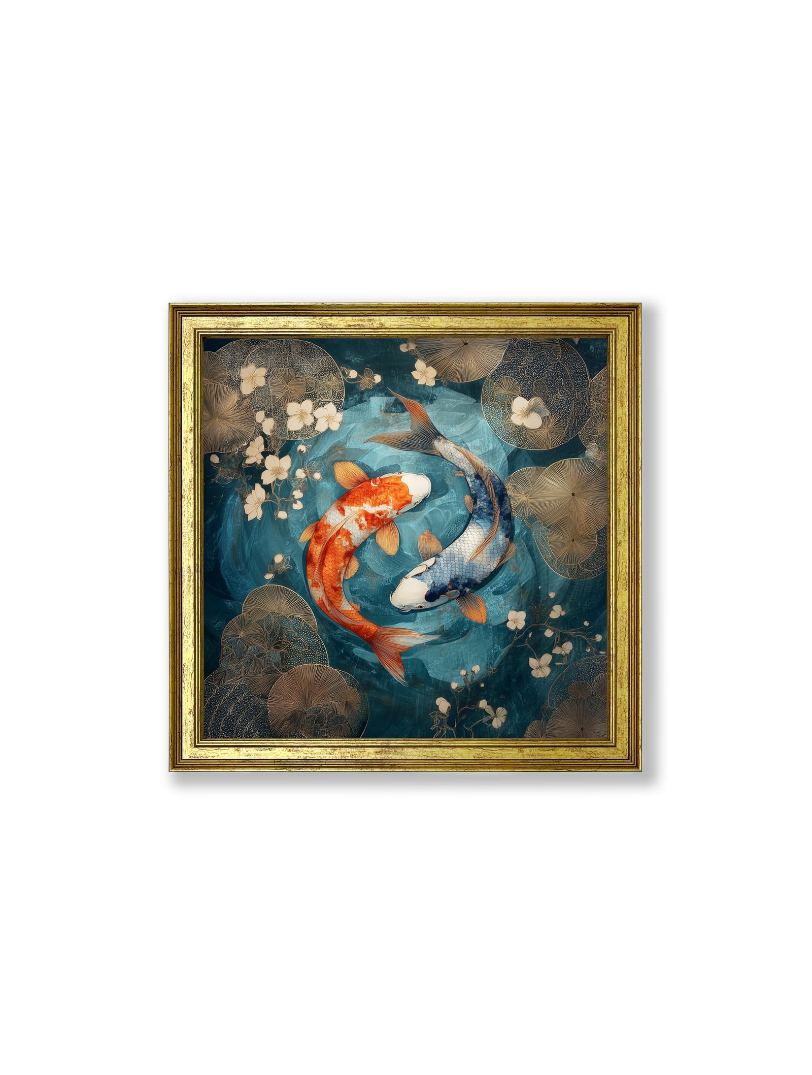 Japanese Koi Carp Dusk - Gold Hurstwood Square Frame - Image 2
