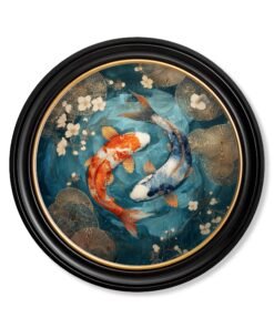 Japanese Koi Carp Dusk - Oxford Round Frame