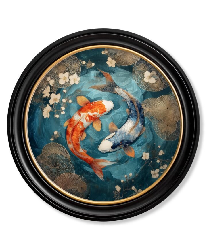 Japanese Koi Carp Dusk -  Oxford Round Frame