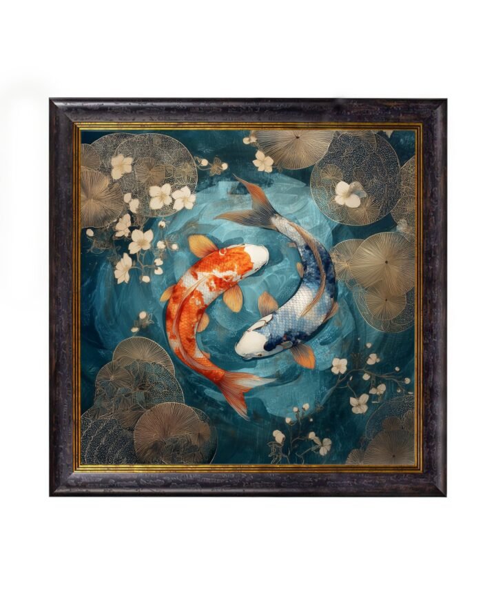 Japanese Koi Carp Dusk -  Oxford Square Frame