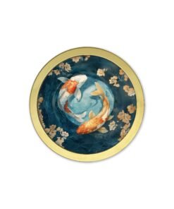 Japanese Koi Carp Dawn - 30cm Gold Round Box Frame