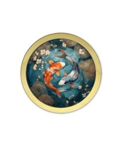 Japanese Koi Carp Dusk - 30cm Gold Round Box Frame