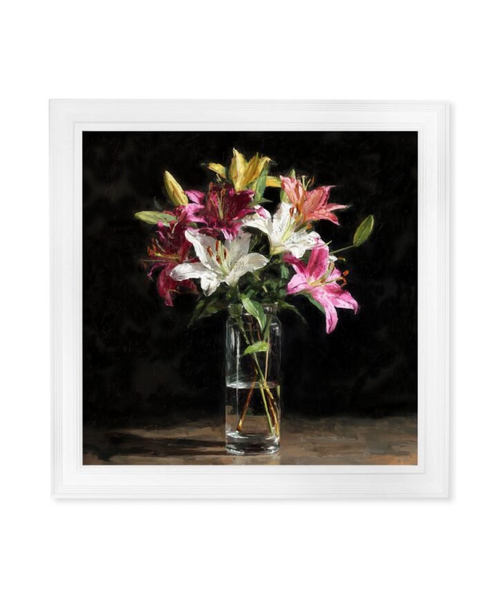 Lilies After Dark - White Hurstwood Square Frame