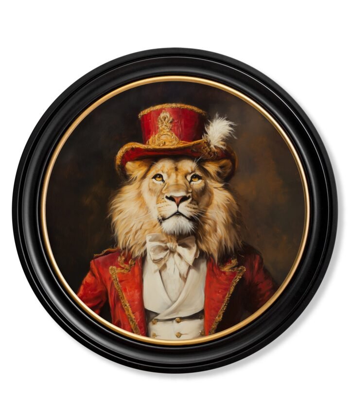 Maximum Mane - Circus Master Lion Oxford Round Frame