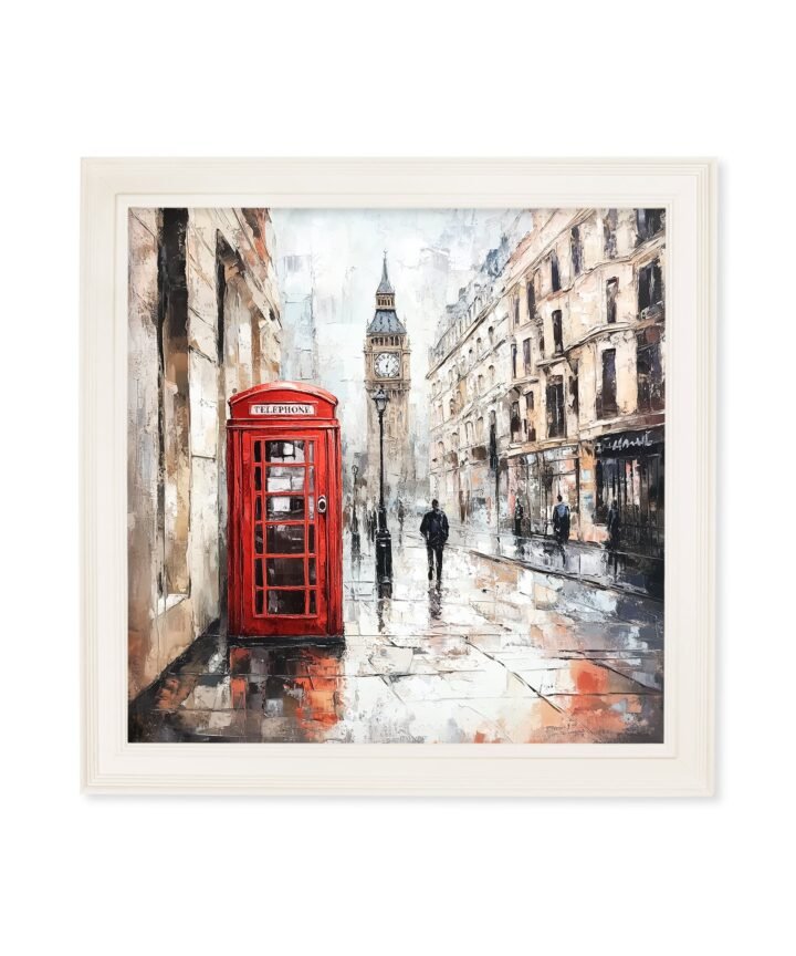 London Telephone Box - Cream Hurstwood Square Frame