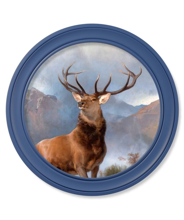 c.1851 Monarch of The Glen - Round Frame Blue