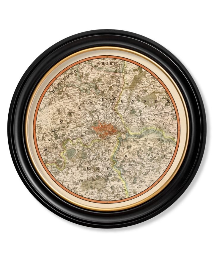 c.1839 Pigot & Co. New Map of the Environs London - Round