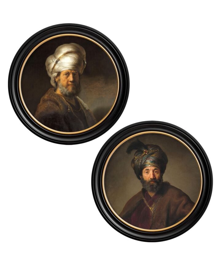 c.17th Century Rembrandt's Oriental Gentlemen - Round Frame