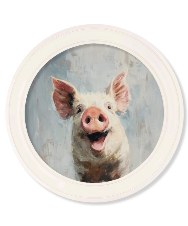 The Giggly Pig - Oxford Strong White Round Frame