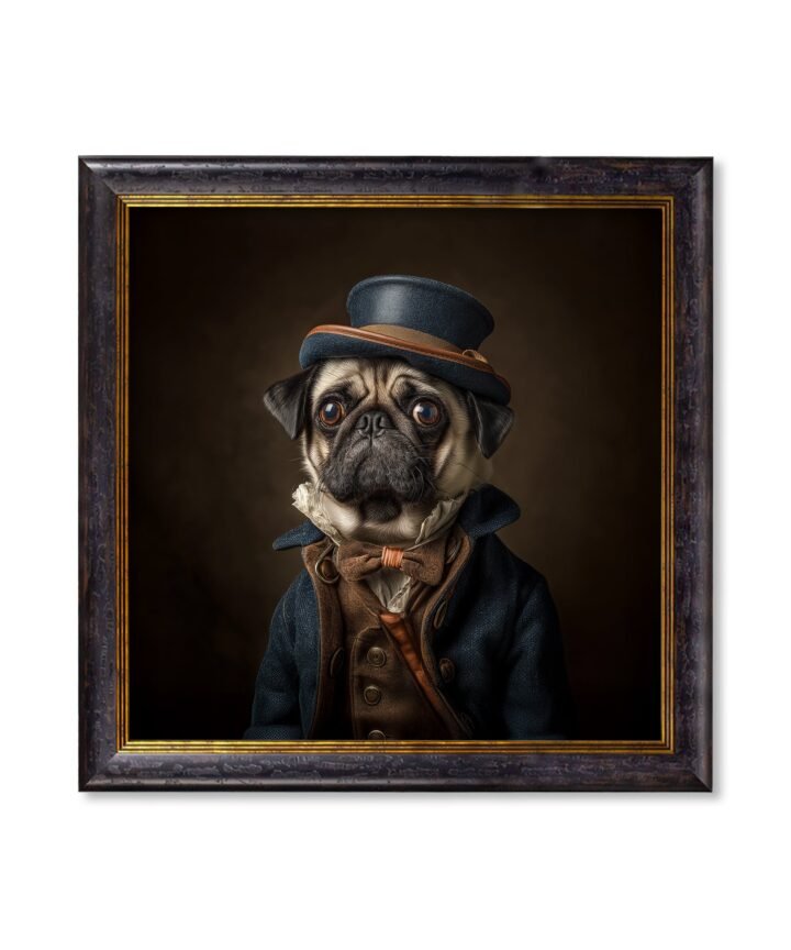 Sir Puggington - Gentleman Pug Oxford Square Frame