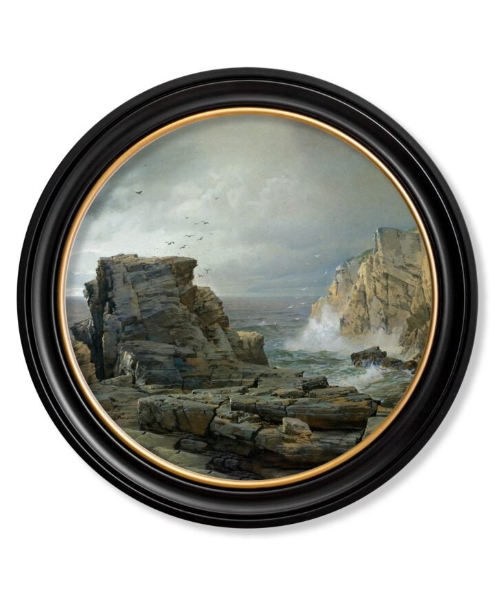 c.1877 Rocky Coast - Round Frame