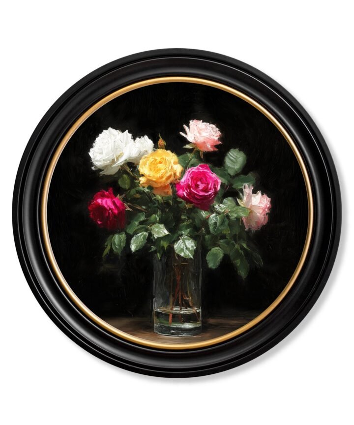 Roses After Dark - Oxford Round Frame