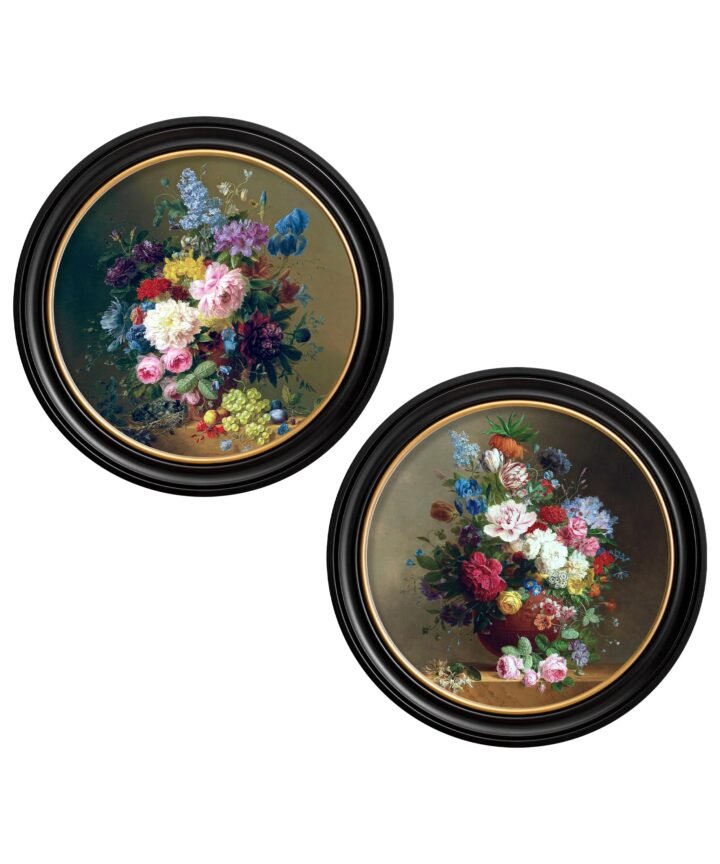c.1812 Still Life of Flowers - Round