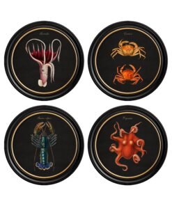 C.1876 Marine Animals in Round Frames - Black