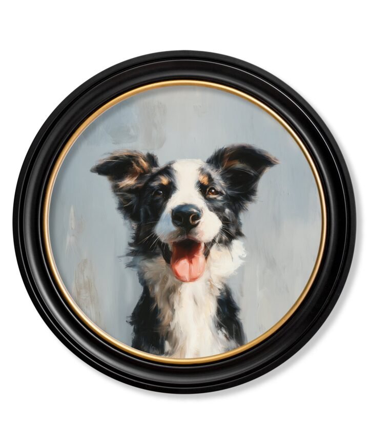 The Smiley Sheepdog - Oxford Round Frame