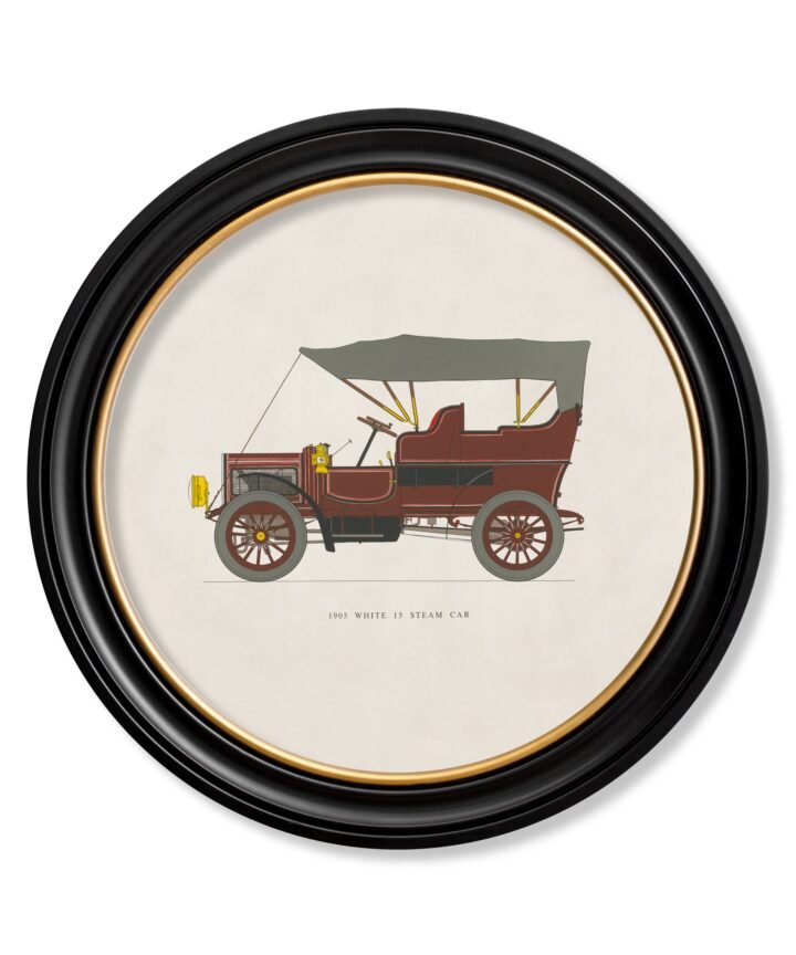 1905 WHITE 15 STEAM CAR in Round Frame