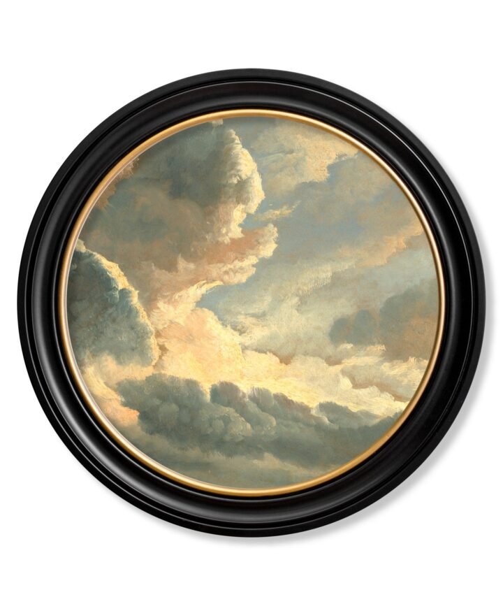 c1700's Study of Clouds by Simon Denis - Round Frame