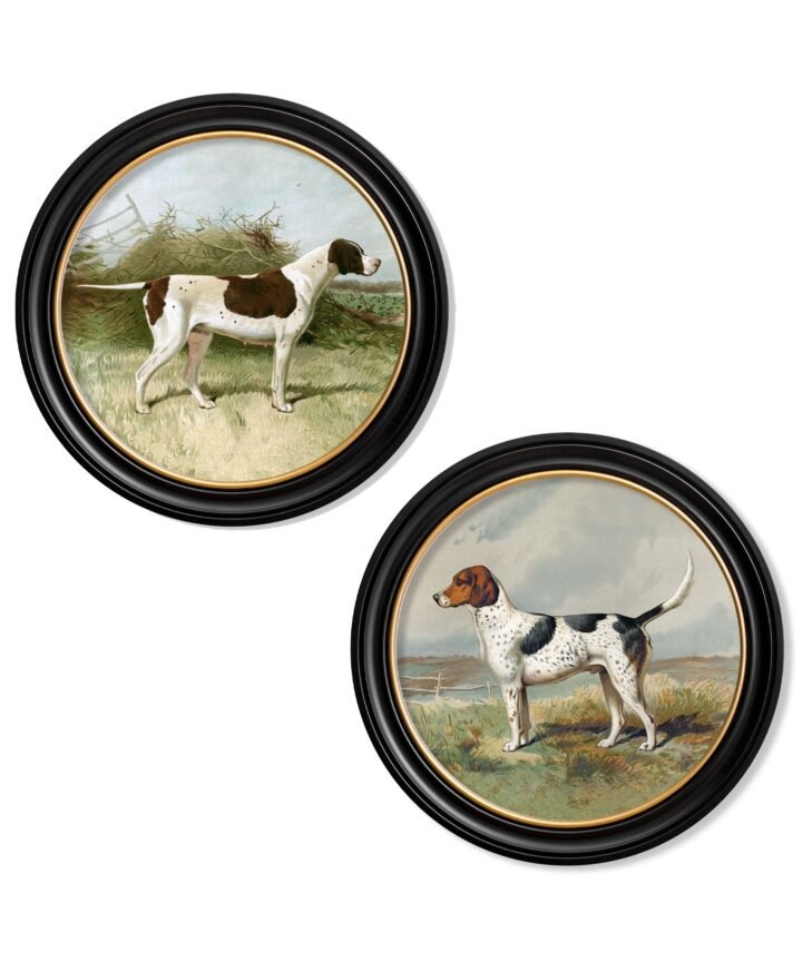 c.1881 Gun Dogs - Round Frame