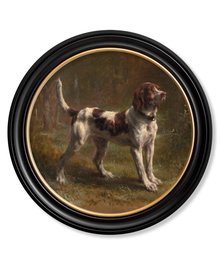 c.1856 Beagle Bloodhound - Round Frame