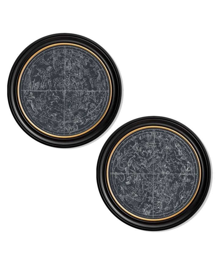 c.1800 Map of Constellations - Round Frame