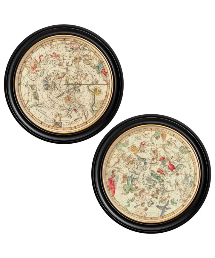 c.1820 Map of Constellations - Round Frame