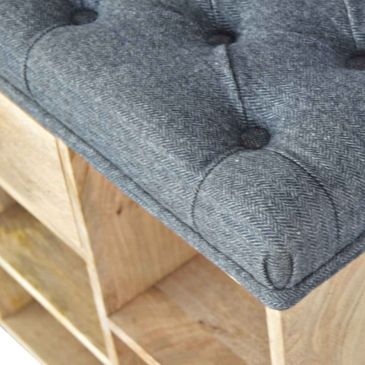 Black Tweed 1 Drawer Bench - Image 9