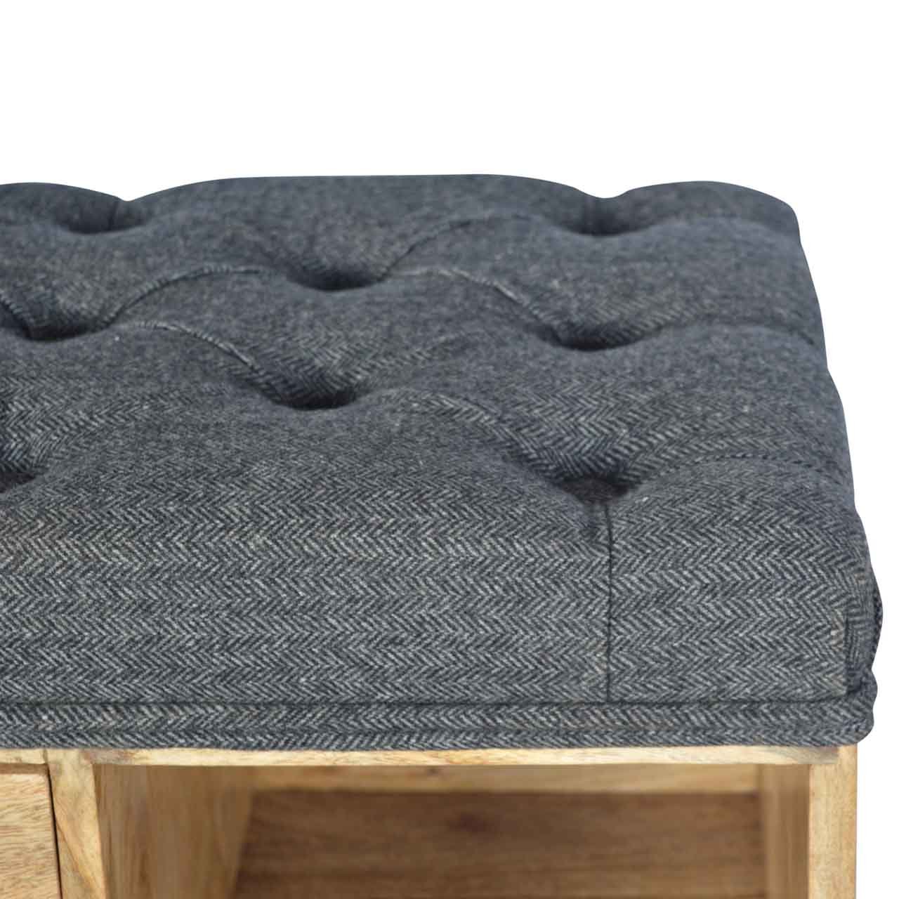 Black Tweed 1 Drawer Bench - Image 4