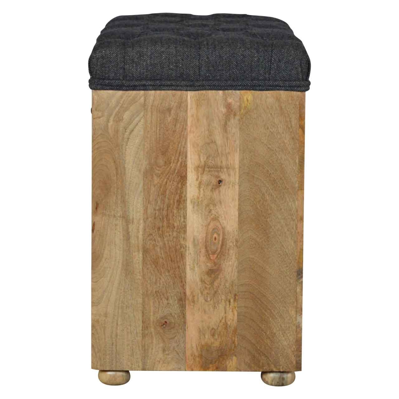 Black Tweed 1 Drawer Bench - Image 8