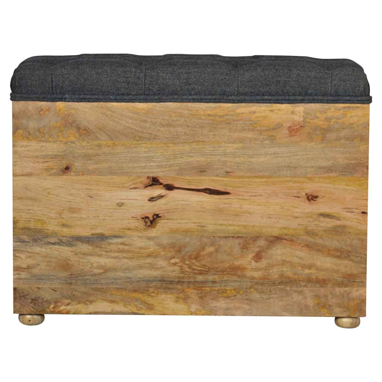 Black Tweed 1 Drawer Bench - Image 5