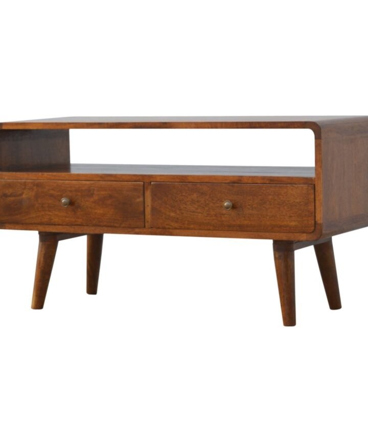 Curved Chestnut Media Unit